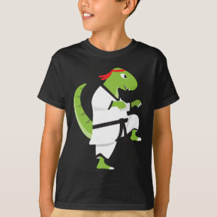 Camiseta Karate T-rex Cool Lindo Luchador Dinosaurio Hallow