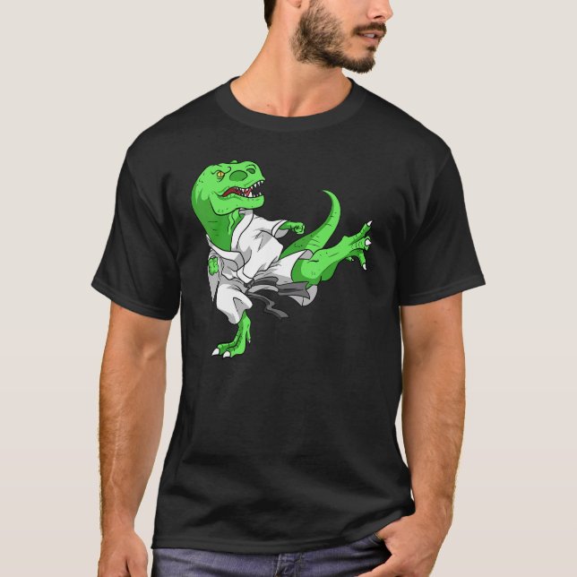 Camiseta Karate T Rex Dino estudiante profesor de dinosauri (Anverso)