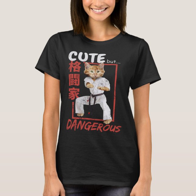 Camiseta Karate Taekwondo de gato de amor peligroso para lo (Anverso)