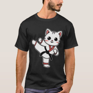 Camiseta Karate Taekwondo Gracioso Gato Jiu Jitsu Mujeres C