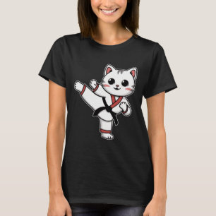 Camiseta Karate Taekwondo Gracioso Gato Jiu Jitsu Mujeres C