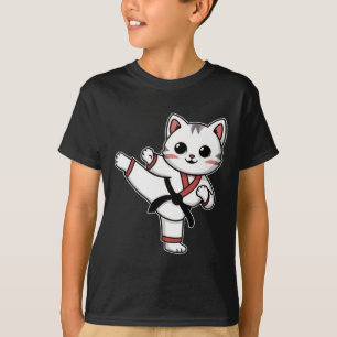 Camiseta Karate Taekwondo Gracioso Gato Jiu Jitsu Mujeres C