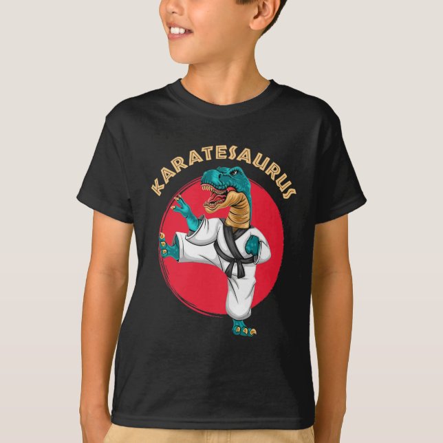 Camiseta Karatesaurus Karate Dinosaur Divertido  (Anverso)