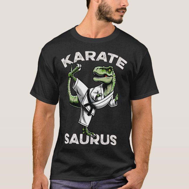 Camiseta Karatesaurus T-rex Karate Dino Divertido Dinosauri (Anverso)