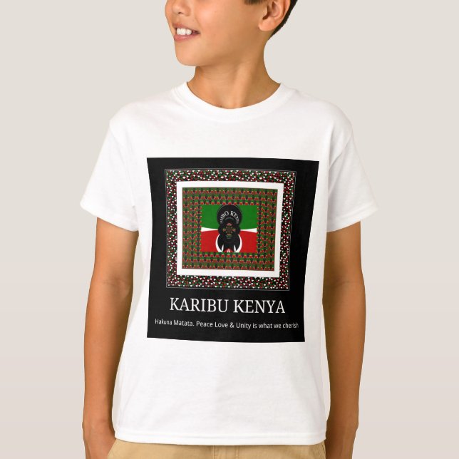 Camiseta Karibu Kenia: Vibrante bandera nacional colorea Ha (Anverso)
