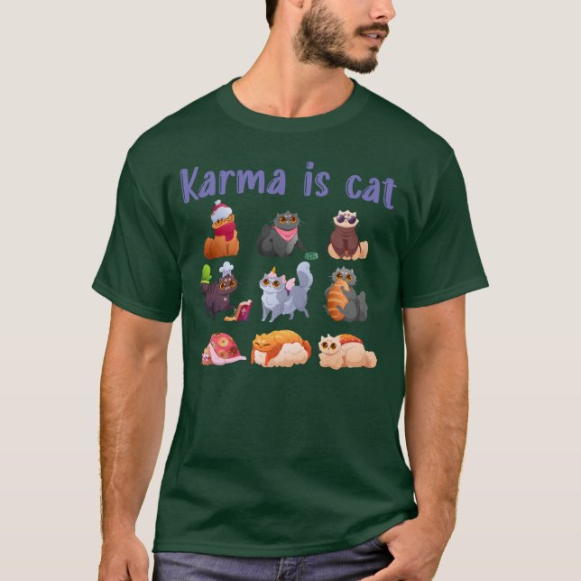 Camiseta Karma Es Un Gato Personalizado Gato Gatito De Colo (Anverso)