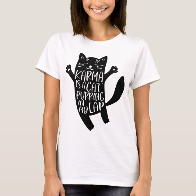 Camiseta Karma es un gato purgando en mi solapa - gracioso  (Anverso)