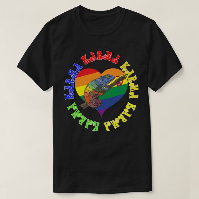 Camiseta Karma Karma Karma Rainbow Chameleon Heart (Diseño del anverso)