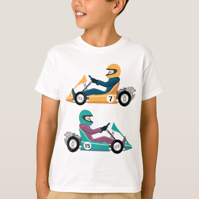 Camiseta Karting va vehículo de la raza del carro con un (Anverso)
