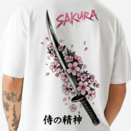 Camiseta Katana de Sakura Estilo Japonés Ropa Urbana