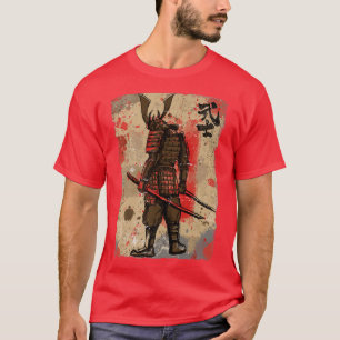 Camiseta Katana japonesa sacude caligrafía retro P