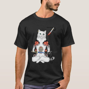Camiseta Katana Ninja Yakuza Tattoo, un gato japonés samura