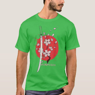 Camiseta Katana Sakura, una flor japonesa de cerezo florece