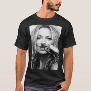 Camiseta Kate Moss, Mustache, Ac de fotografías en blanco y