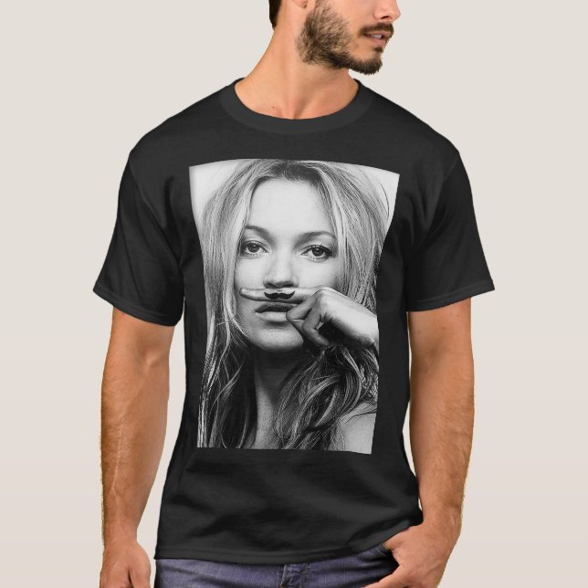 Camiseta Kate Moss, Mustache, Ac de fotografías en blanco y (Anverso)