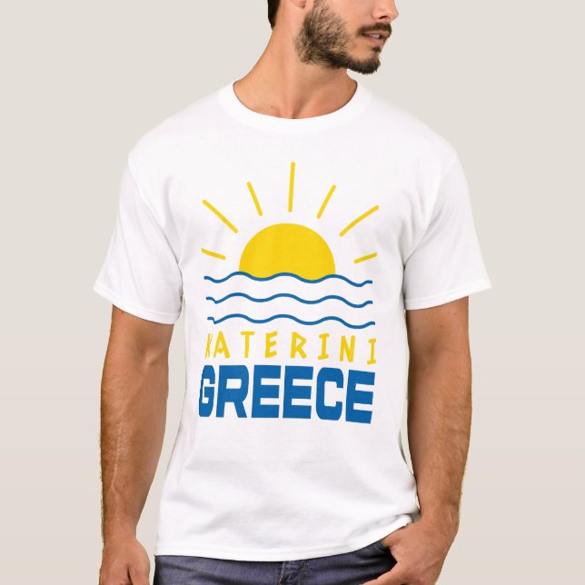 Camiseta Katerini Grecia Sol Y Mar Hombres Blanco (Anverso)