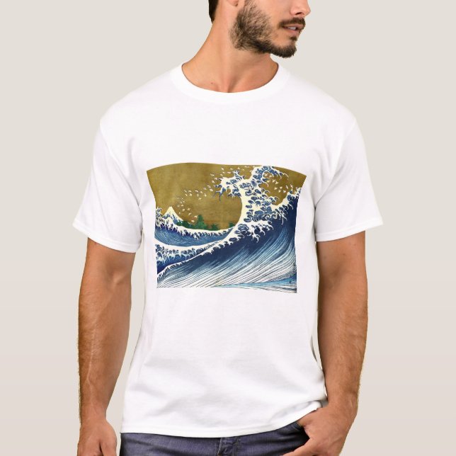 Camiseta Katsushika Hokusai - Ola grande de color (Anverso)