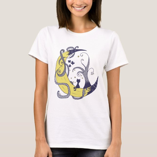 Camiseta Katze im Mondshirt (Anverso)