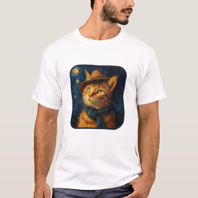 Camiseta Katze inspiriert von van Gogh T-Shirt (Anverso)