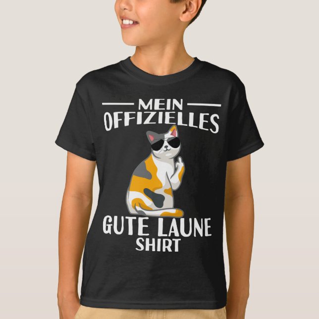 Camiseta Katze Mittelfinger Mein Offizielles Gute Laune (Anverso)