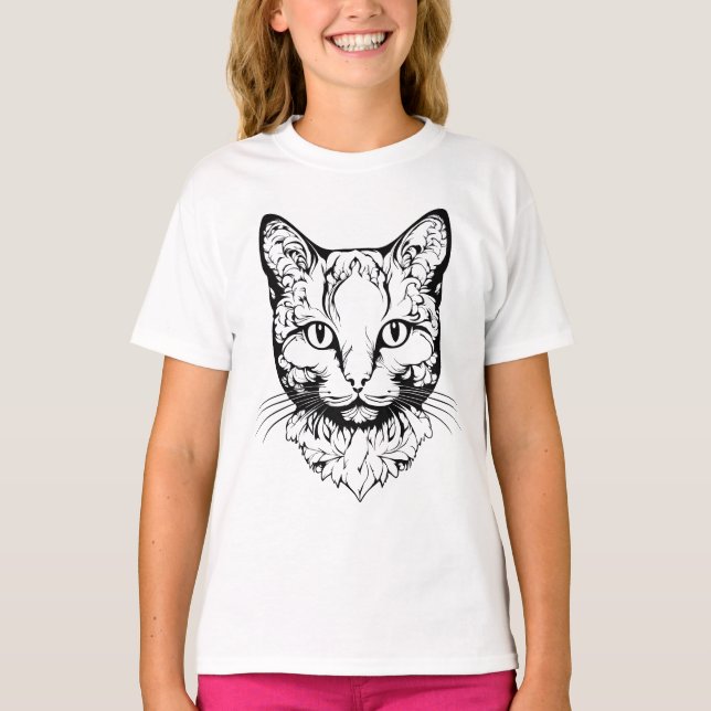 Camiseta Katze - Scherenschnitt (Anverso)