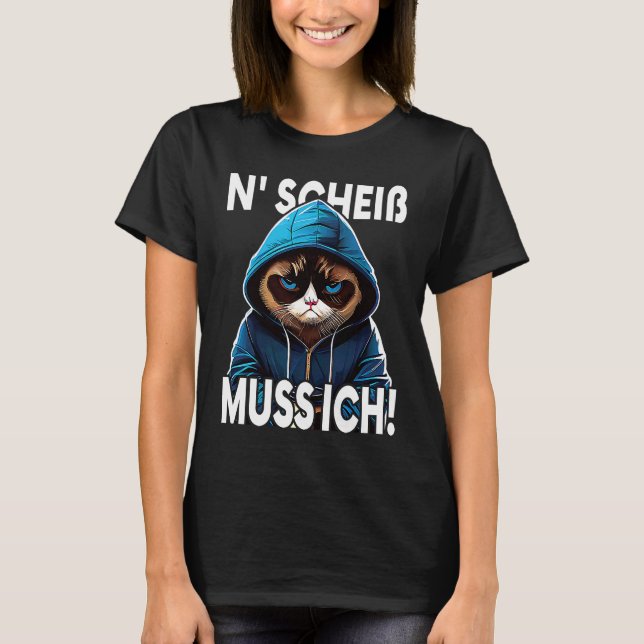 Camiseta Katze Spruch Lustig Geschenk I N Scheiß muss ich   (Anverso)