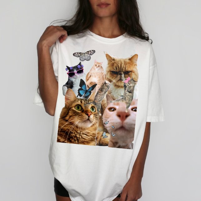 Camiseta Katzen und Schmetterlinge Collage Shirt (Subido por el creador)