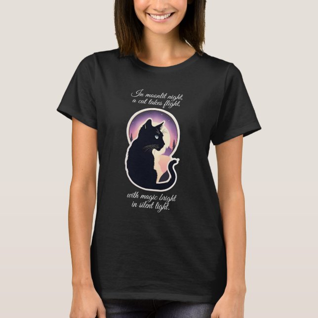 Camiseta Katzenmagie bei Mondschein - Katzengedicht (Anverso)