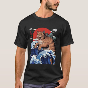 Camiseta Katzilla Catzilla Estilo arte japonés Gato Enamora