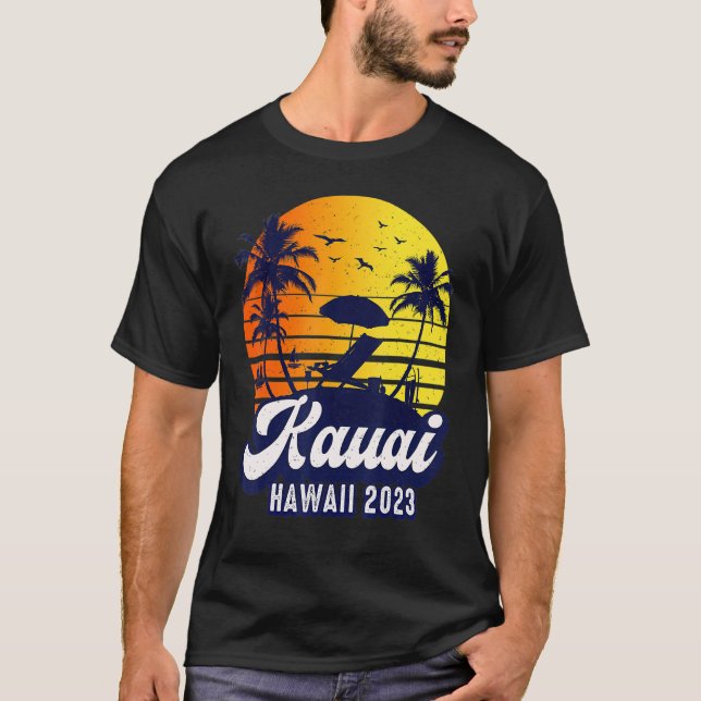 Camiseta Kauai Hawaii 2023 Hawaiian Sunset Beach Retro (Anverso)