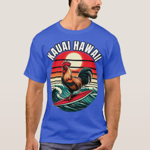 Camiseta Kauai Hawaii Chicken Rooster Surfing Retro Sunset