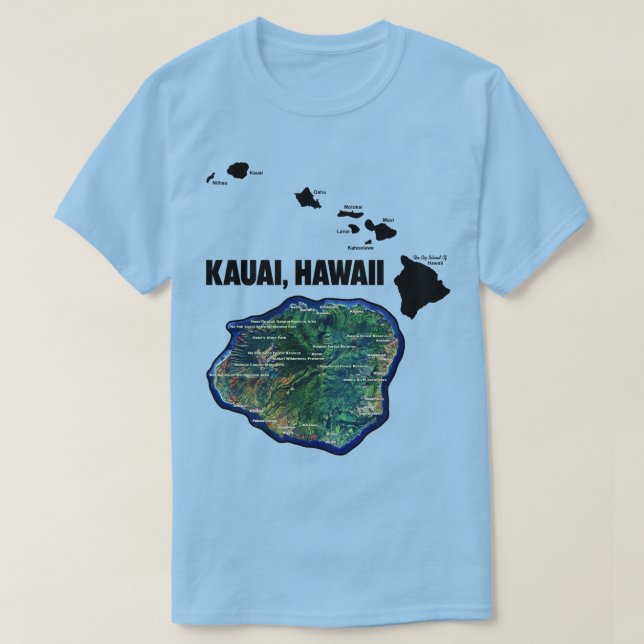 Camiseta Kauai Hawaii con Islas Hawái (Diseño del anverso)