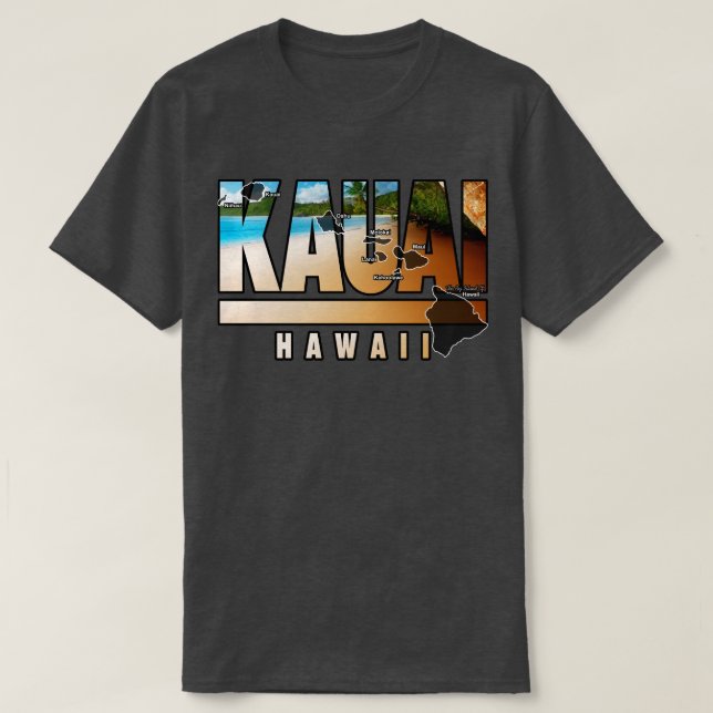 Camiseta Kauai Hawaii con Islas Hawái (Diseño del anverso)