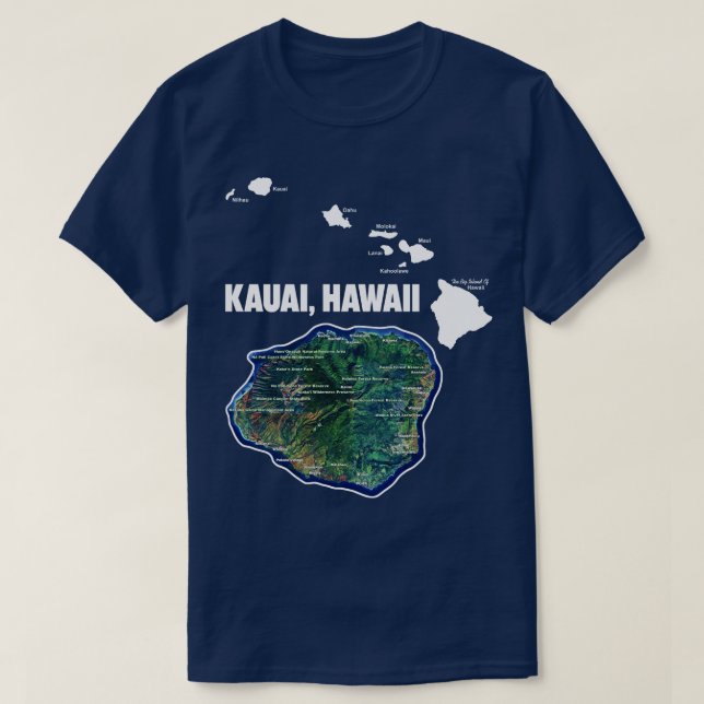 Camiseta Kauai Hawaii con Islas Hawái (Diseño del anverso)