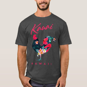 Camiseta Kauai Hawaii Flor Hibiscus Chicken Lover Souveni