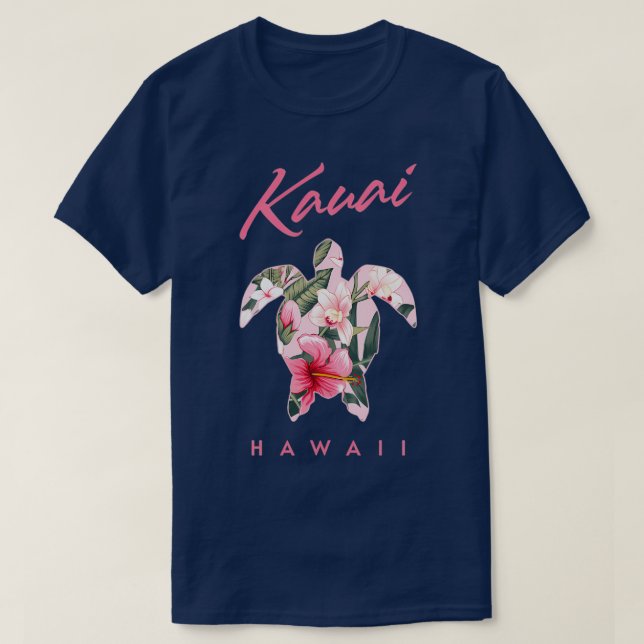 Camiseta Kauai Hawaii Hibiscus Flower Sea Turtle TShirt 2 (Diseño del anverso)