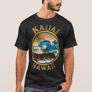 Camiseta Kauai Hawaii Pollo Gallo Ola de surf café Desi