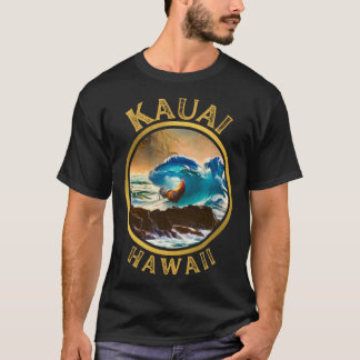 Camiseta Kauai Hawaii Pollo Gallo Ola de surf café Desi