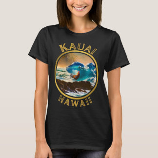 Camiseta Kauai Hawaii Pollo Gallo Ola de surf café Desi