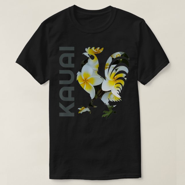 Camiseta Kauai Hawaii Pollo Rooster Flor Cocina de diseño  (Diseño del anverso)