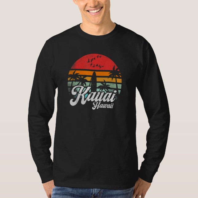 Camiseta Kauai Hawaii Retro Funny Hawaiian Beach Surfing Su (Anverso)