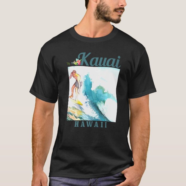 Camiseta Kauai Hawaii Surfista Vintage (Anverso)