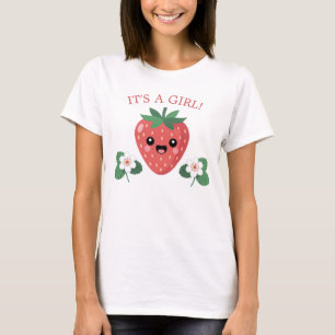 Camiseta Kawai Strawberry Baby Shower Mamá Futuro Es Una Ni