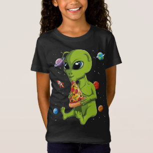 Camiseta Kawaii Alien Comating Pizza Lover UFO Extraterrest