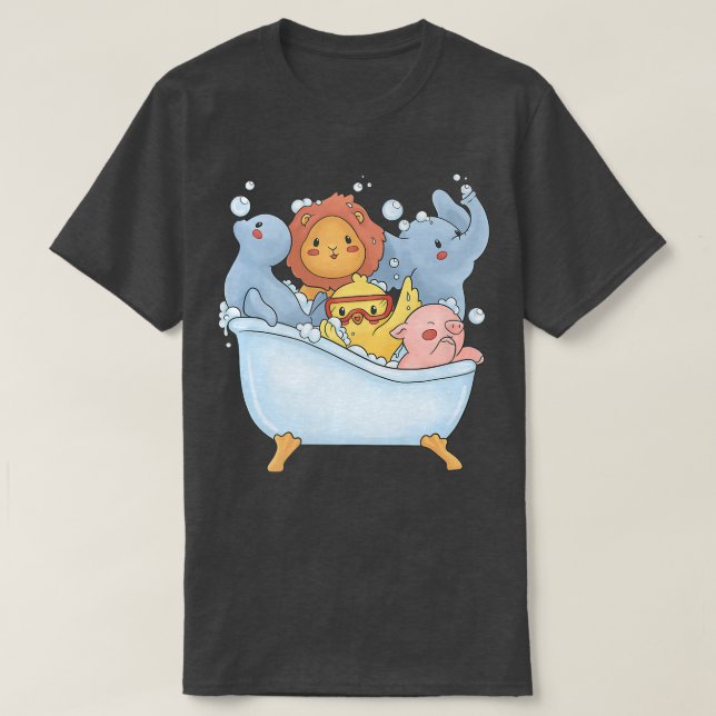 Camiseta Kawaii Animals Seal, Lion, Pig, Duck, Elephant Bat (Diseño del anverso)