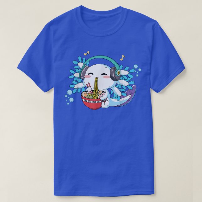 Camiseta Kawaii Anime Axolotl Niños Chicas de Noodle Ramen (Diseño del anverso)