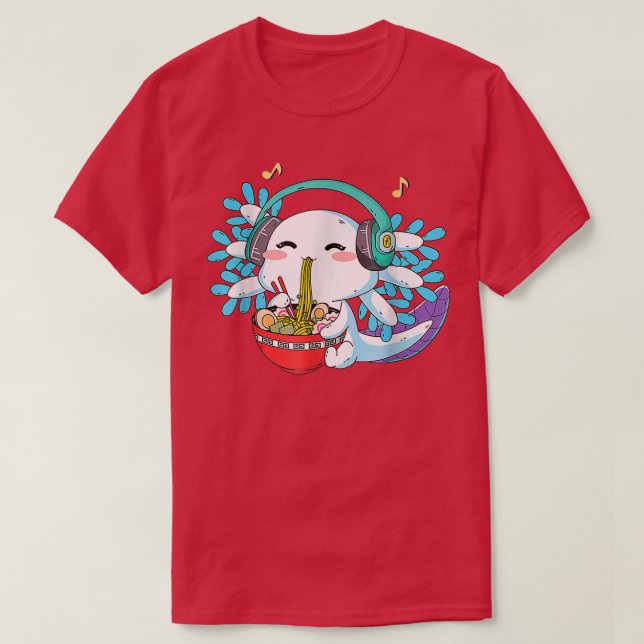 Camiseta Kawaii Anime Axolotl Ramen Noodle Women Men Boys G (Diseño del anverso)