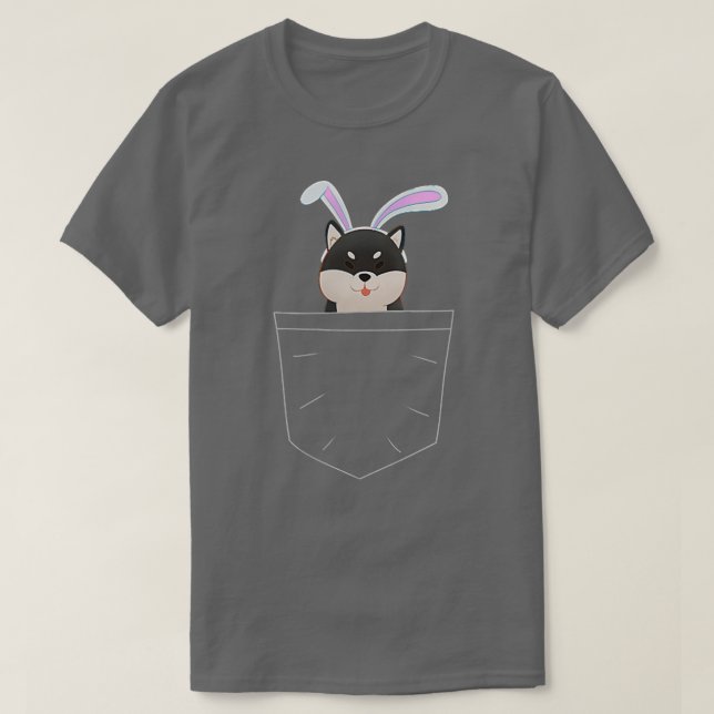 Camiseta Kawaii Anime Black Shiba Inu con orejas de conejit (Diseño del anverso)