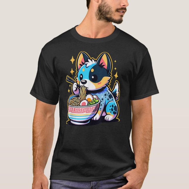 Camiseta Kawaii Anime Blue Heeler Dog Ramen (Anverso)
