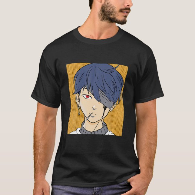 Camiseta Kawaii Anime Boy Lofi Estética Retro 90 Japonés (Anverso)